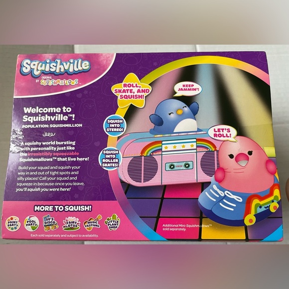 NIB - Squishville by Squishmallows 80’s Disco Set w/ Stuffed Flamingo Toy - Picture 3 of 5